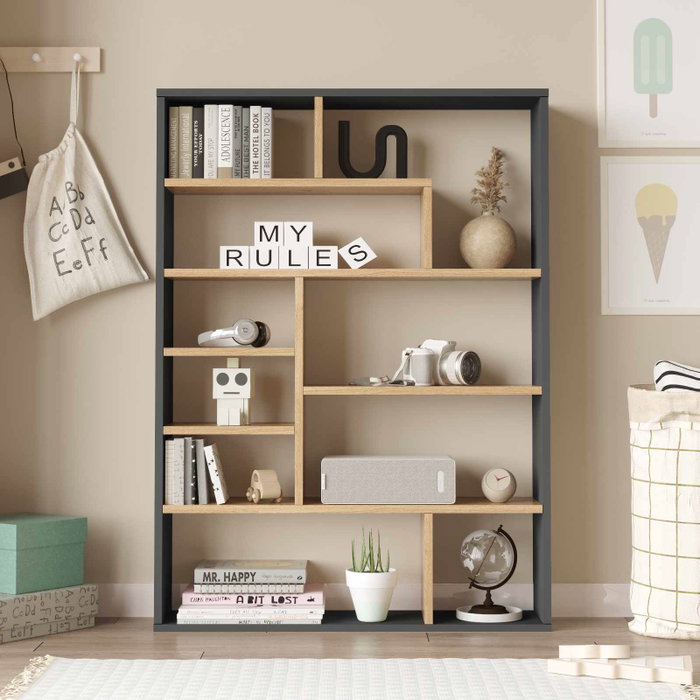 Hanah Home Kee1-Sa Estantería Natural y Antracita